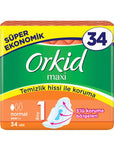 Orkid Maxi Normal Size 1 Sanitary Pads for Daily Comfort 34 Count