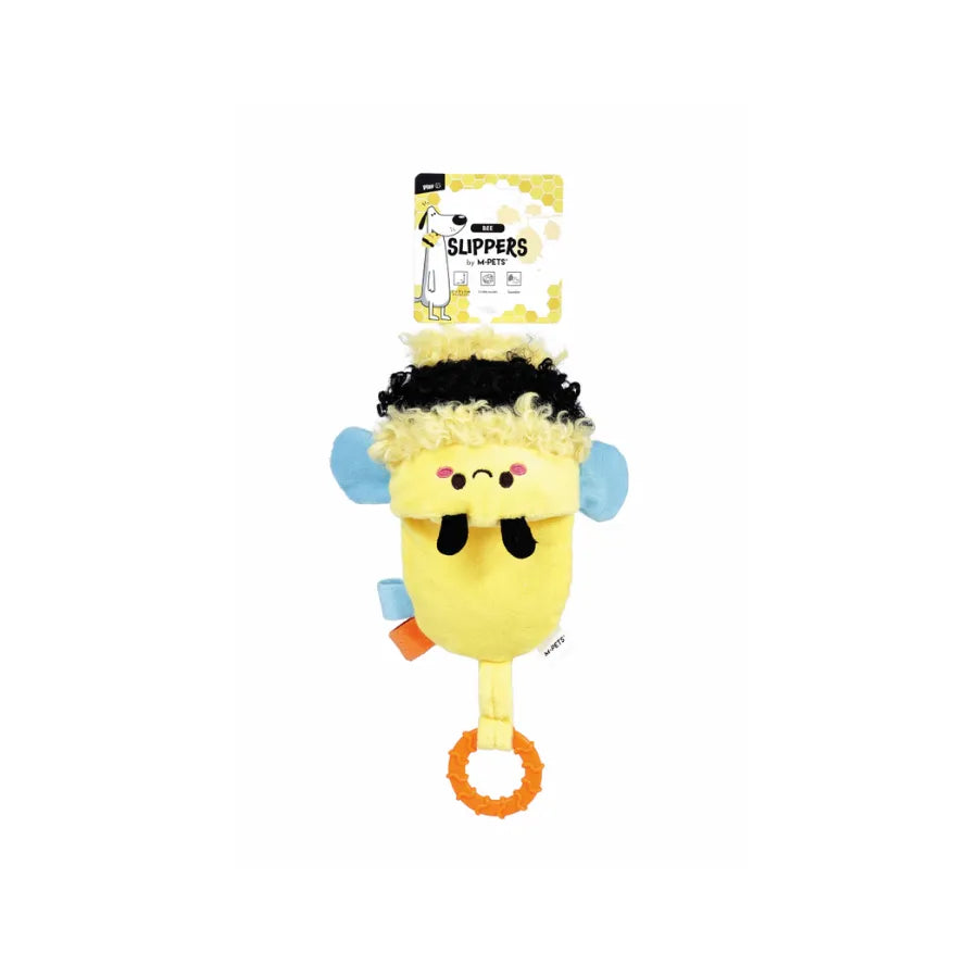 M-Pets Slippers Bee Yellow Plush Dog Toy