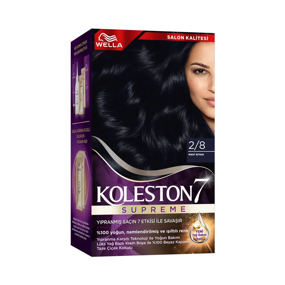 Wella Koleston 2/8 Blue Black Permanent Hair Dye Kit