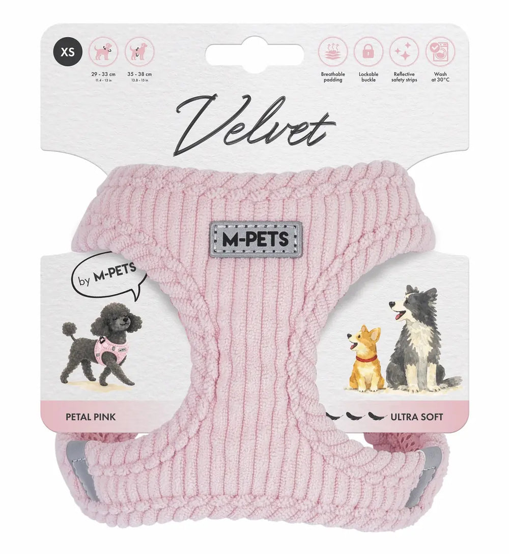 M-Pets Velvet Dog Chest Harness for Everyday Walks and Outdoor Use