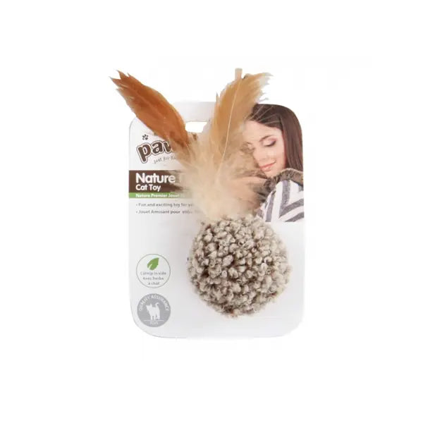 Pawise Simple Cat Plush Ball Toy with Catnip and Feathers