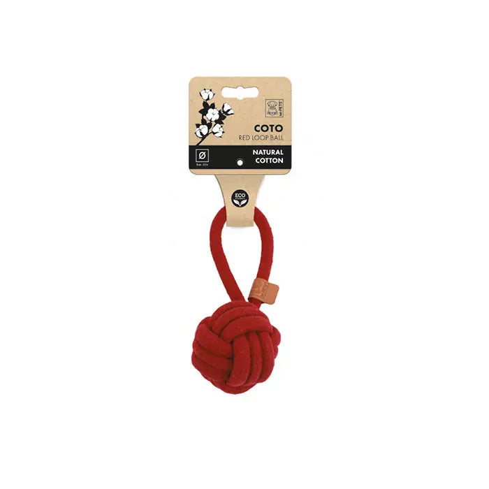 M-Pets COTO Red Loop Ball Knitted Pull Dog Toy 8cm