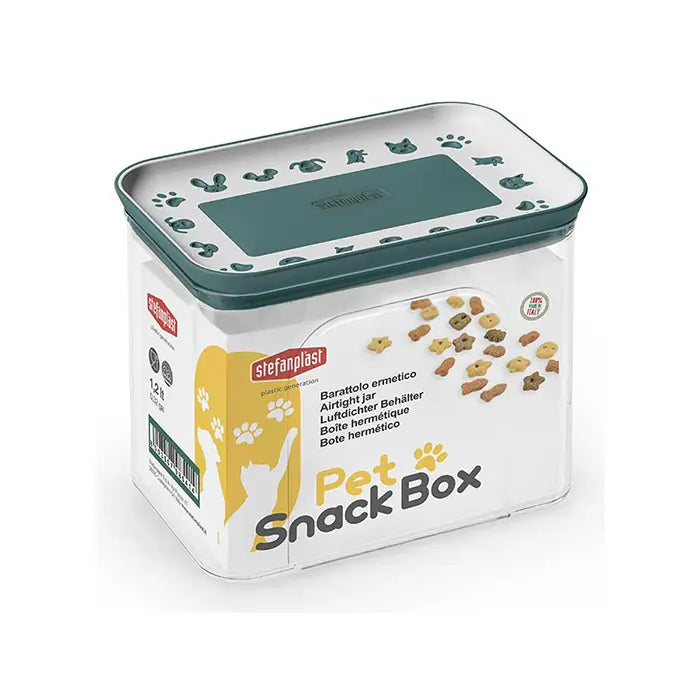 Stefanplast Rectangular Snackbox Food Container 1.2L Green & White