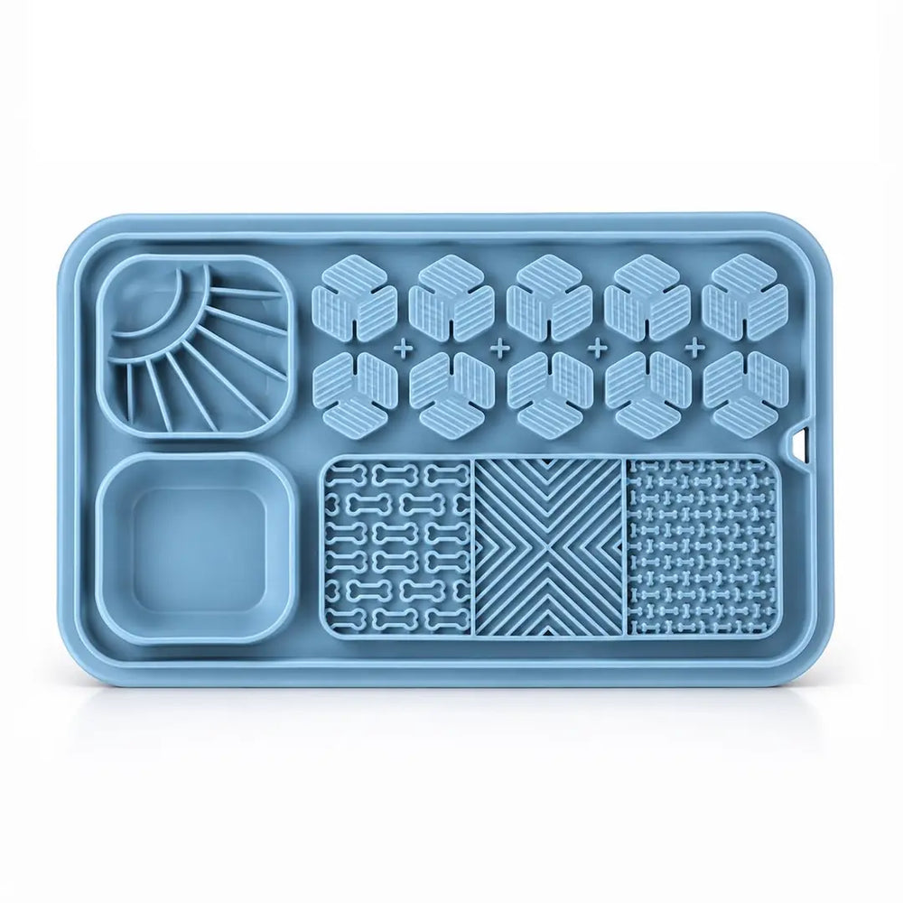 M-Pets Lecca Pro 6-in-1 Slow Feeding and Lick Mat, Blue L