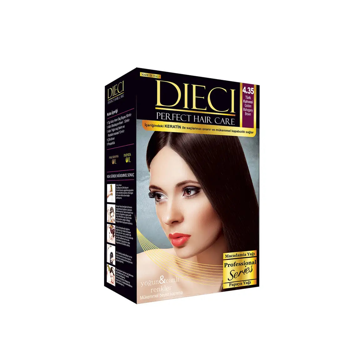 Dieci Perfect Kit Hair Color 4-35 Turkish Coffee for Rich Shine