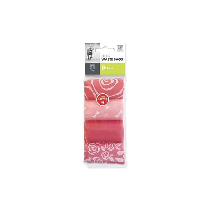 M-Pets Rose Scented Waste Bags Odor Masking 8 Pack 120 Bags