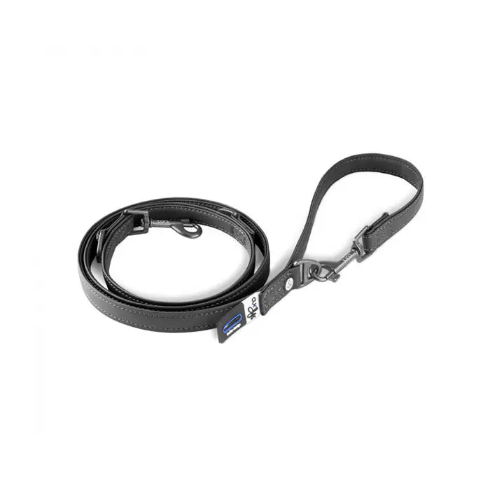 Curli Apple Leather Vegan Dog Leash Black Small