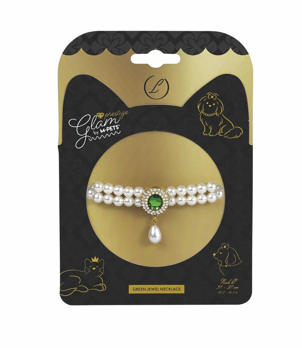 M-Pets Glam Prestige Green Emerald Dog Collar, Large
