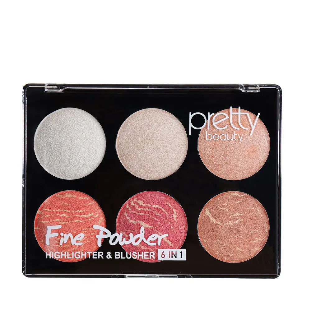 Pretty PB-426 6-in-1 Highlighter &amp; Blush Palette - 01