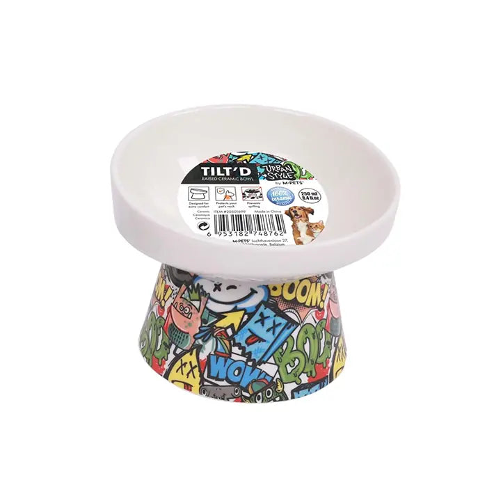 M-Pets Urban Style Tilted Ceramic Pet Bowl 250ml