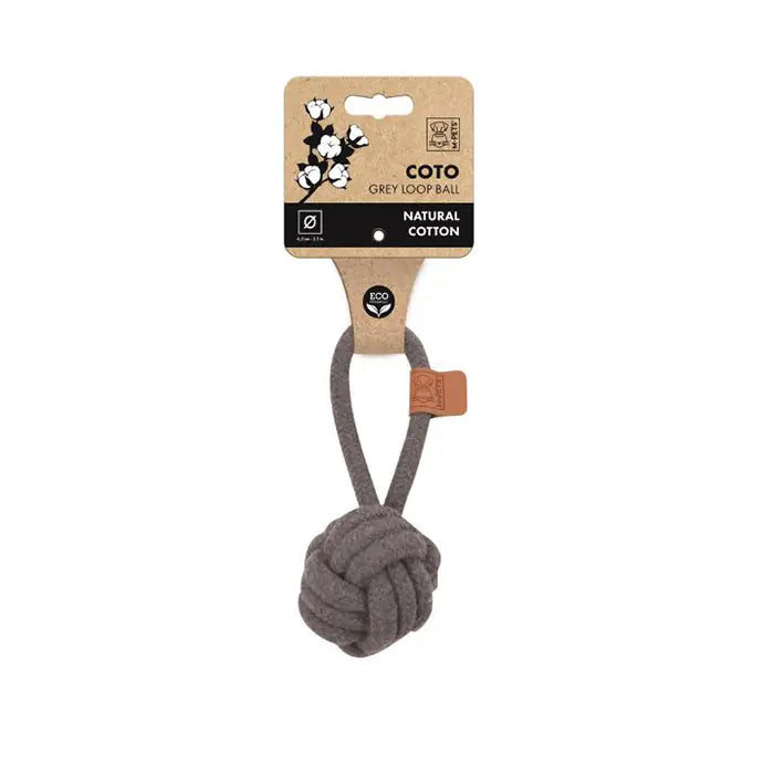 M-Pets COTO Loop Pull-Tab Knit Ball Dog Toy Gray 6.5cm