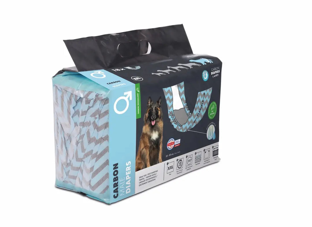 M-Pets Carbon Male Dog Diapers, 18 Pack for Male Dogs