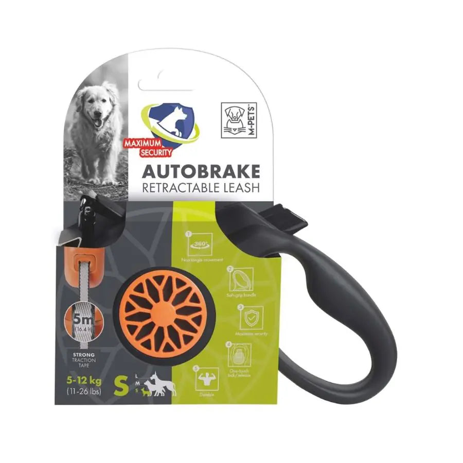 M-Pets Autobreake Orange Automatic Retractable Tape Dog Leash