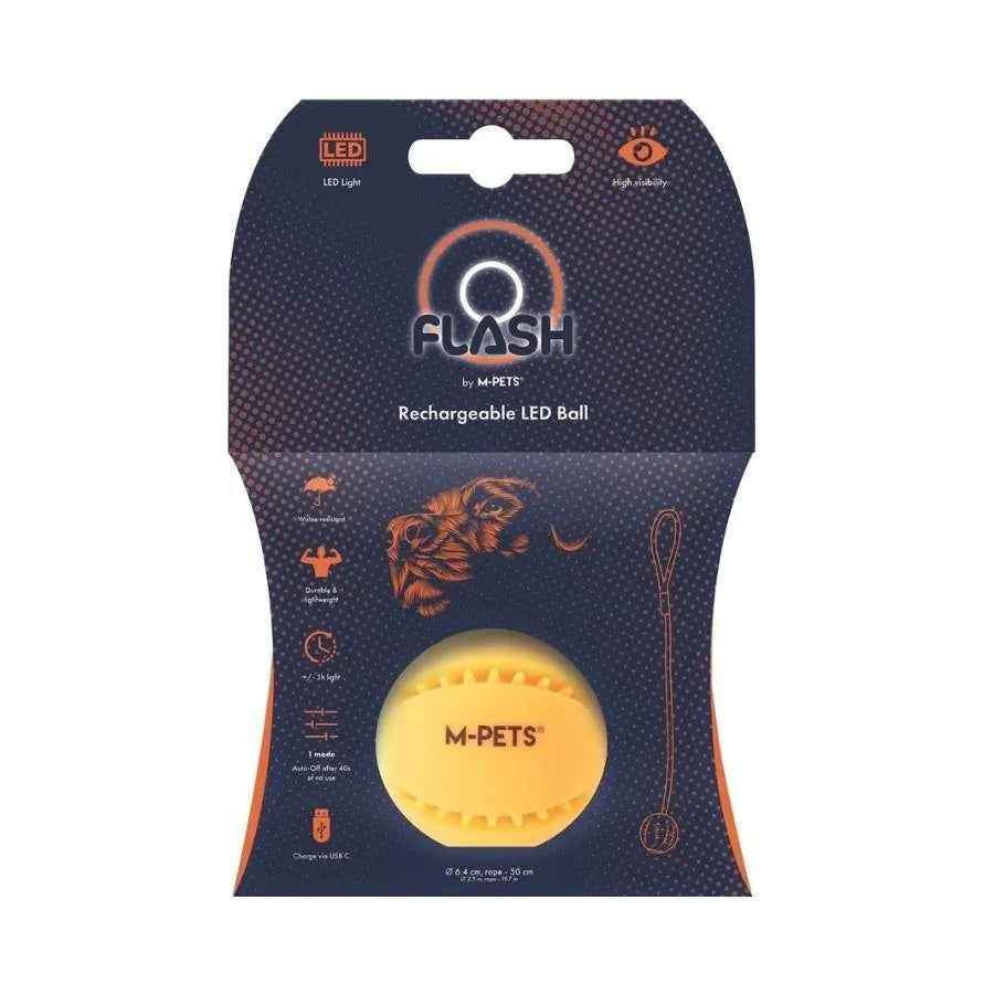 M-Pets Flash LED Light-Up Ball Dog Toy Orange