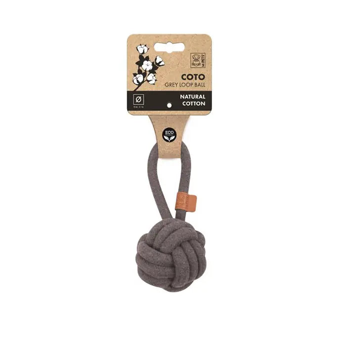 M-Pets Coto Loop Braided Ball Dog Toy with Handle Gray 8cm