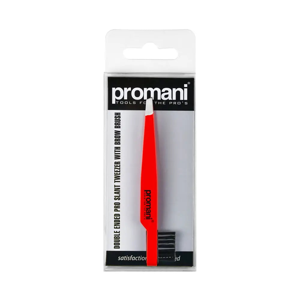 Promani Dual-Ended Slanted Tweezers & Brow Brush