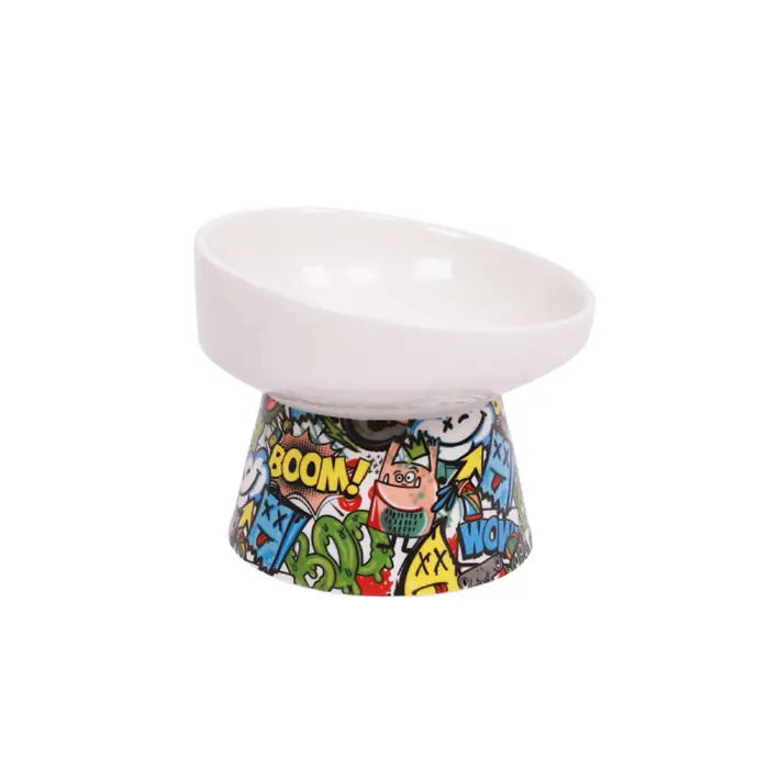 M-Pets Urban Style Tilted Ceramic Pet Bowl Mixed Colors 350ml