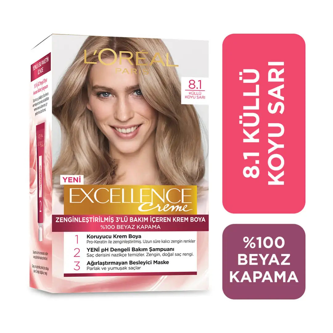L'Oreal Excellence Creme Hair Dye 8.1 Ash Dark Blonde