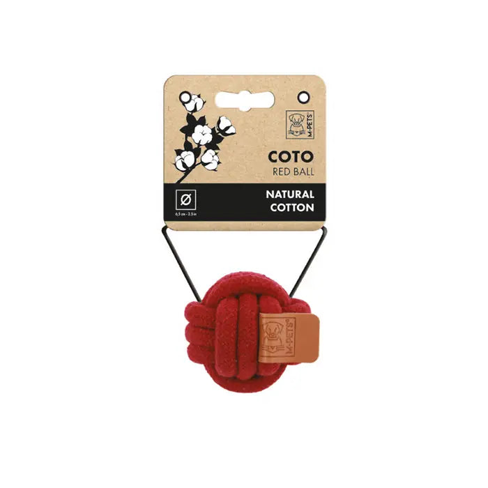 M-Pets Coto Red Ball Braided Cotton Dog Toy 6.5cm
