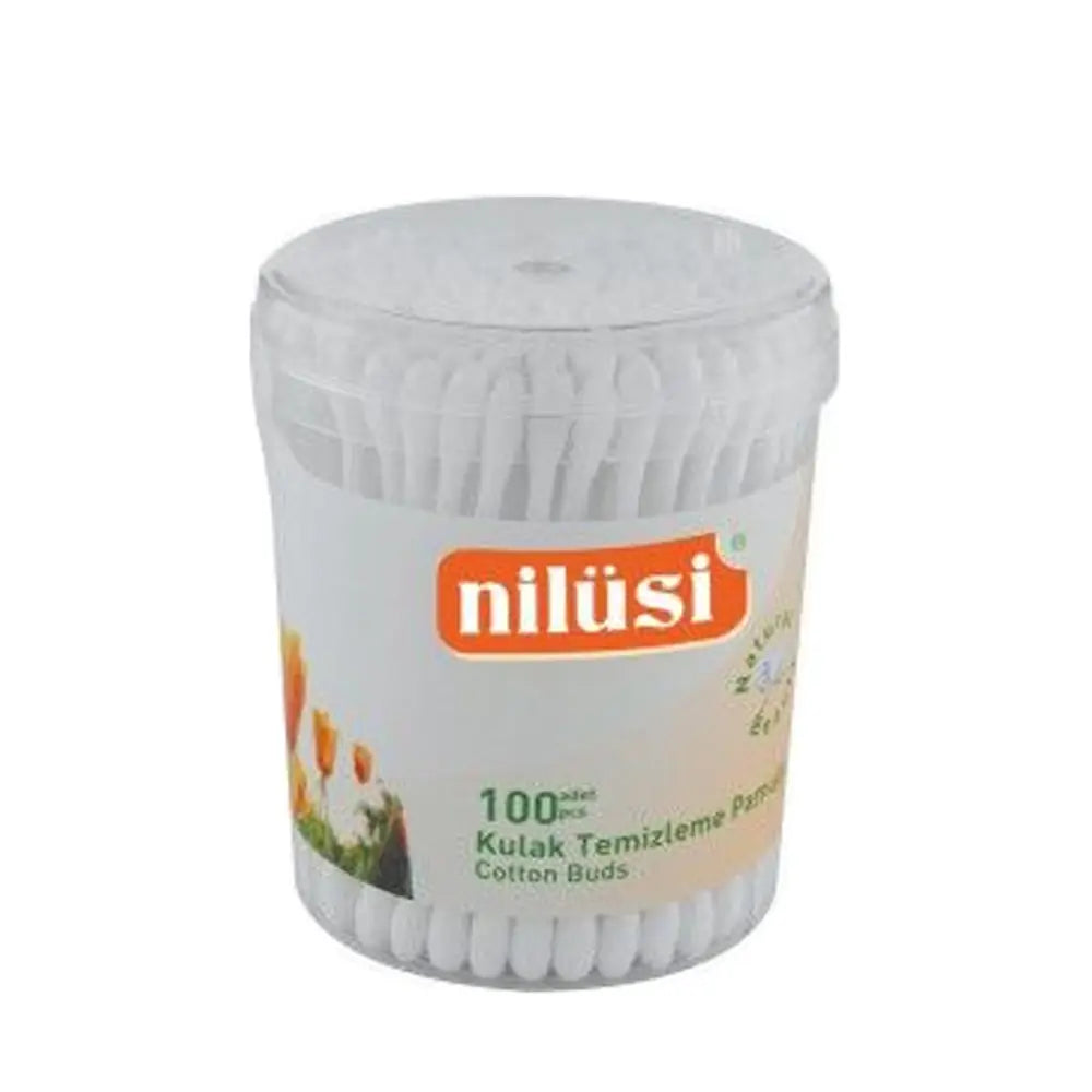 Nilusi Round Box Cotton Ear Swabs Soft Cleaning Tips 100 Count