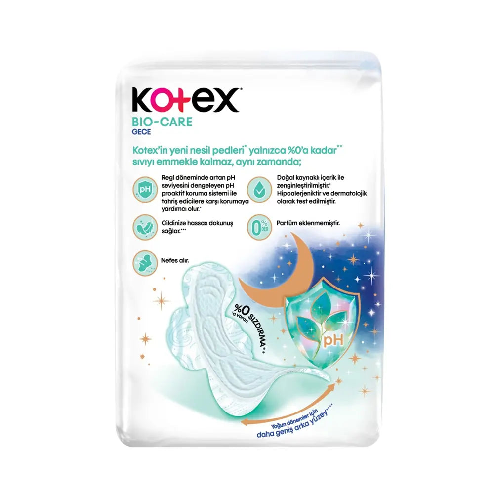 Kotex Bio-Care Quadro Night Sanitary Pads for Heavy Flow 14 Count