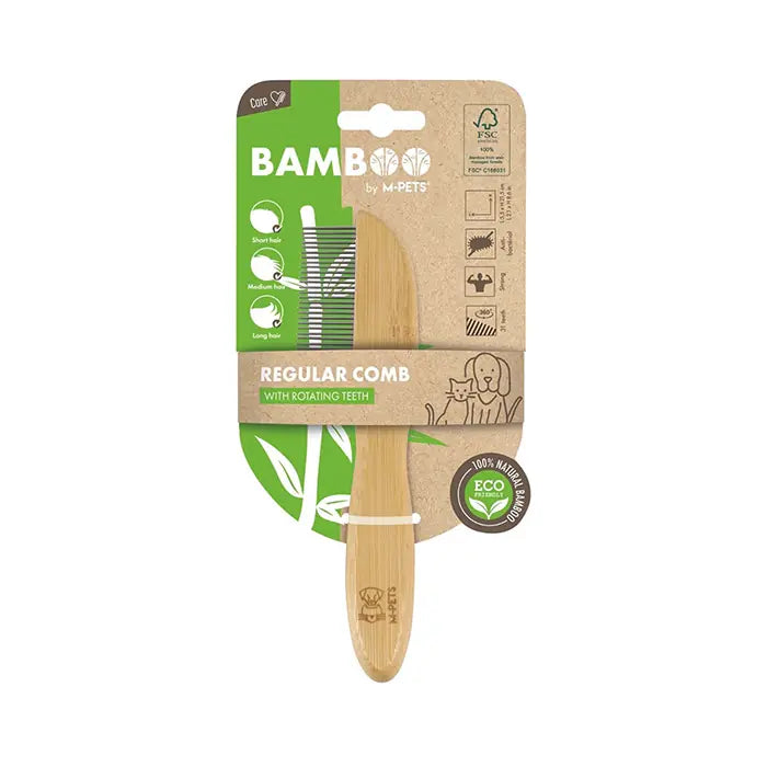 M-Pets Bamboo 31-Tooth Grooming Comb for Cats and Dogs 21.5cm