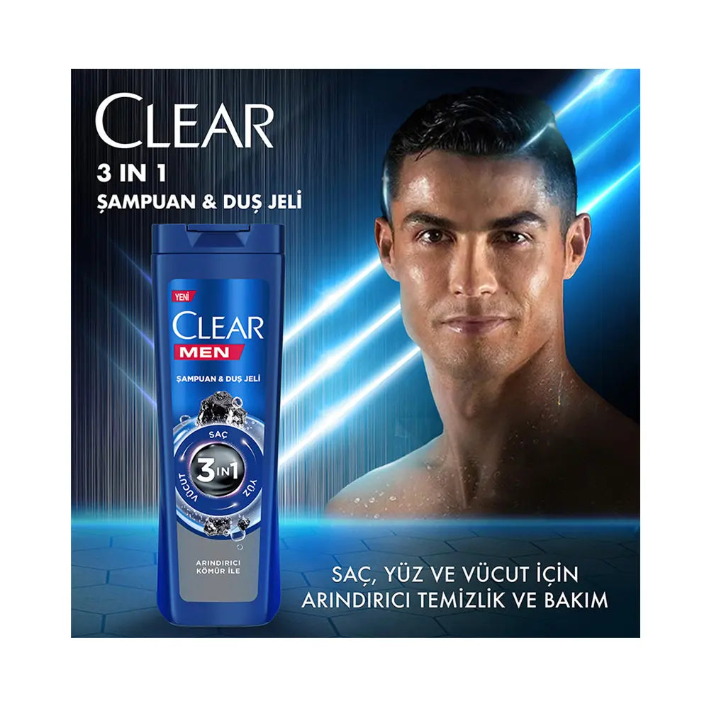 Clear Men 3-in-1 Shampoo & Shower Gel Charcoal Purifying 350 ml