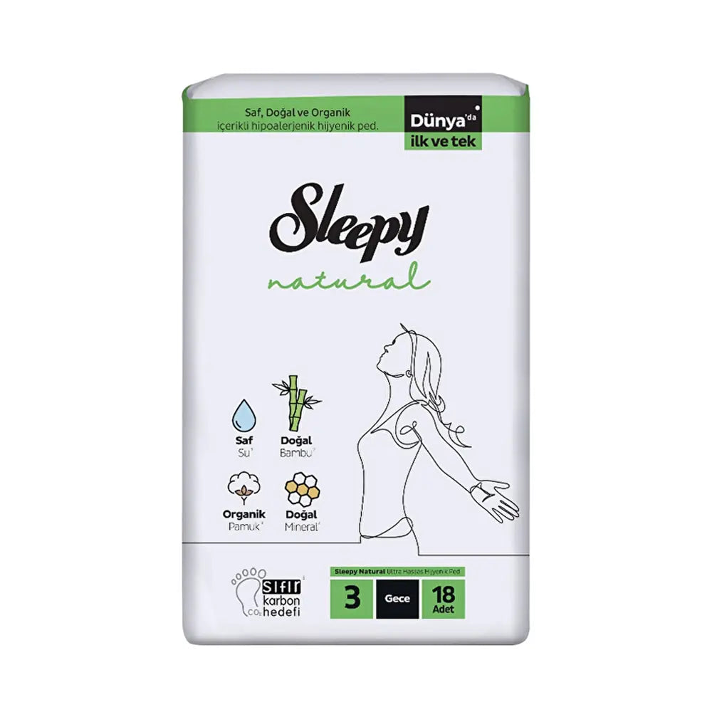 Sleepy Natural Super Eco Long Sanitary Pads 18-Pack