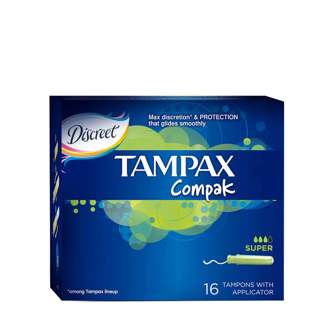 Discreet Tampax Compak Super Tampons for Heavy Flow 20 Count