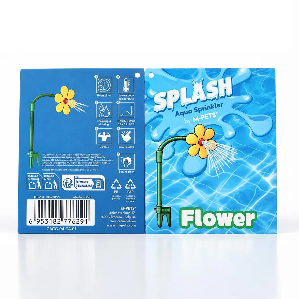 M-Pets Splash Flower Dog Water Fountain Toy, Outdoor Sprinkler for Pets