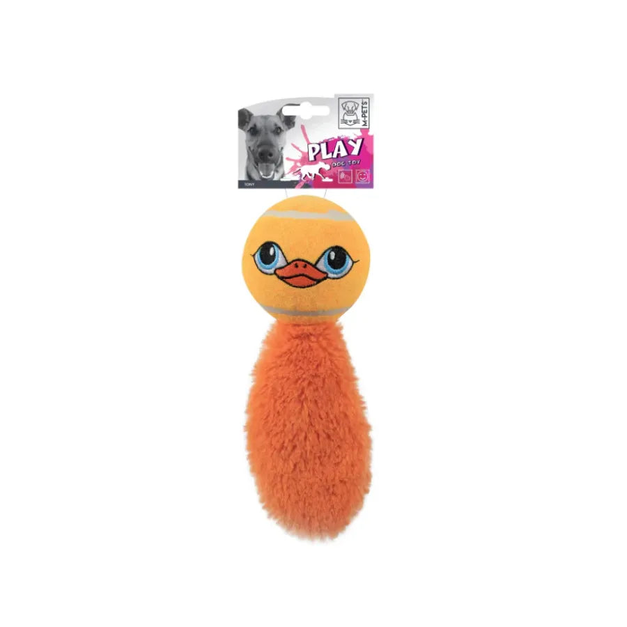 M-Pets Tony Orange Plush Dog Toy for Interactive Play