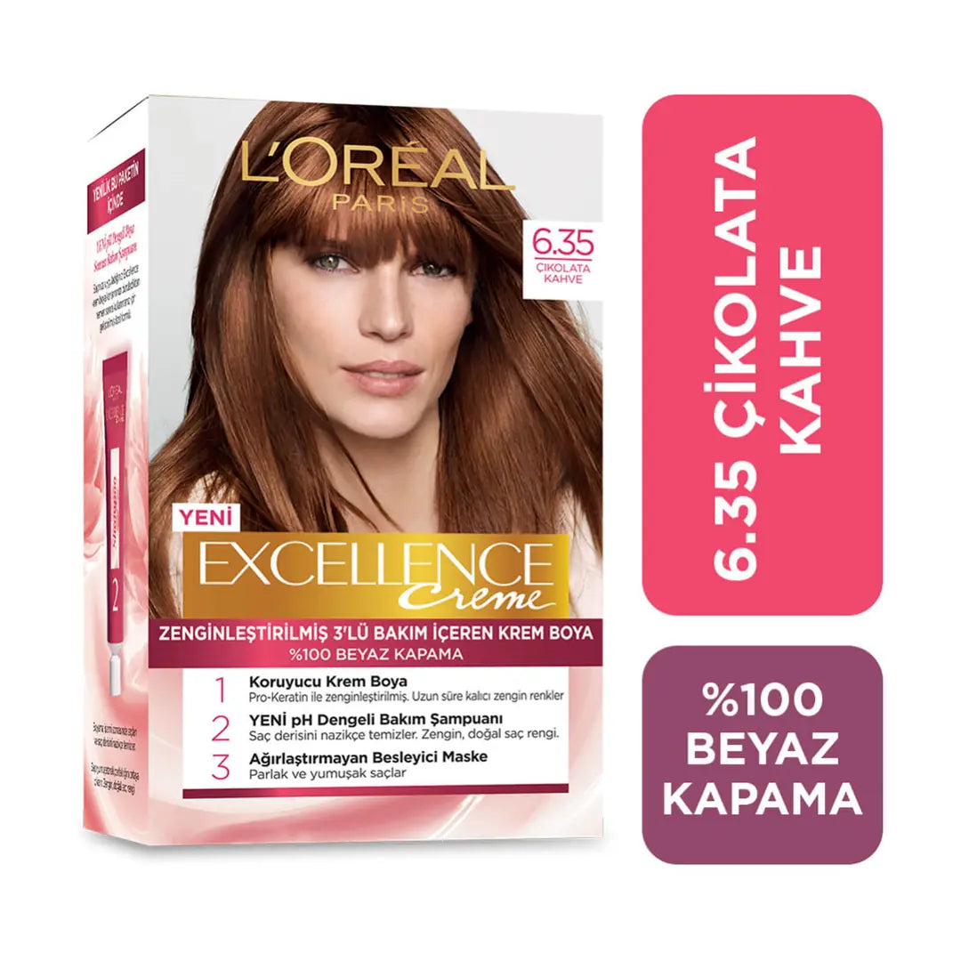 Loreal Excellence Creme Hair Color 6-35 Chocolate Brown