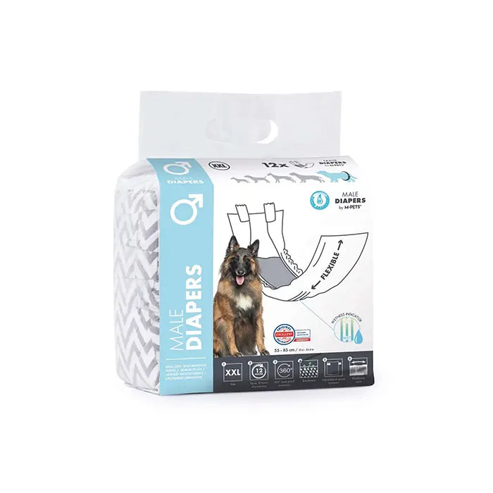 M-Pets Male Dog Diapers Leak-Proof Comfort XXLarge 12 Count