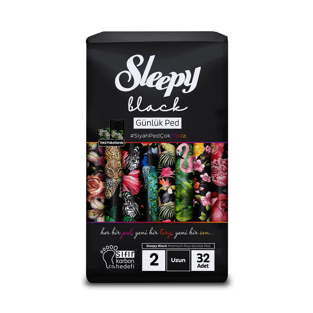Sleepy Black Premium Plus Long Daily Liners 32 Count