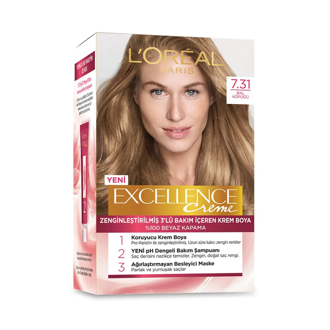 L'Oreal Excellence Creme Hair Color 7-31 Honey Foam