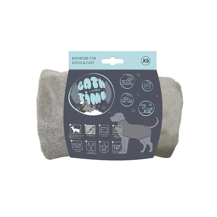 M-Pets Bath Time Dog Bathrobe Microfiber Drying Robe XSmall