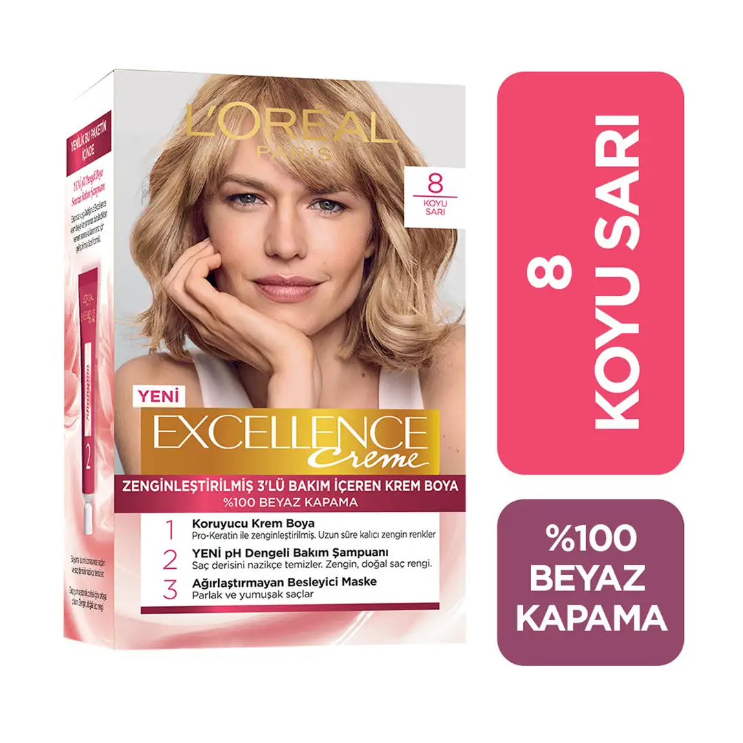 Loreal Excellence Creme Hair Color 8 Dark Blonde