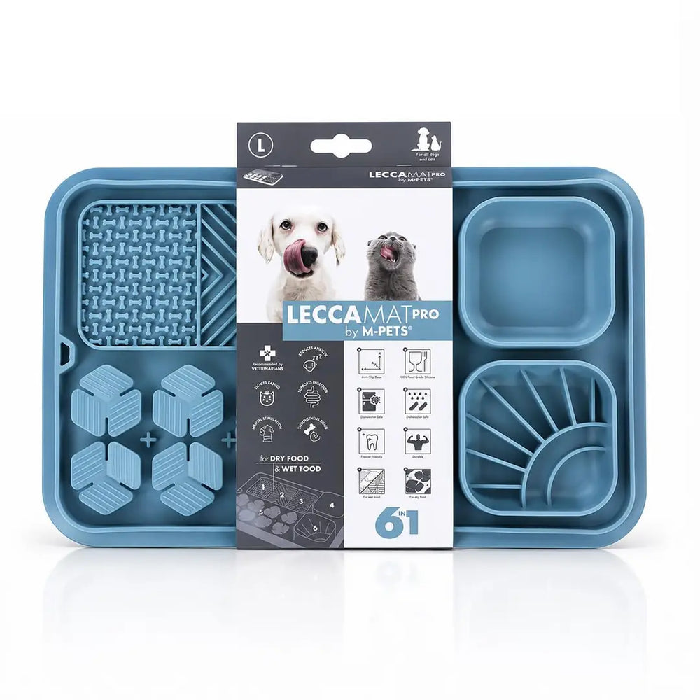 M-Pets Lecca Pro 6-in-1 Slow Feeding and Lick Mat, Blue L