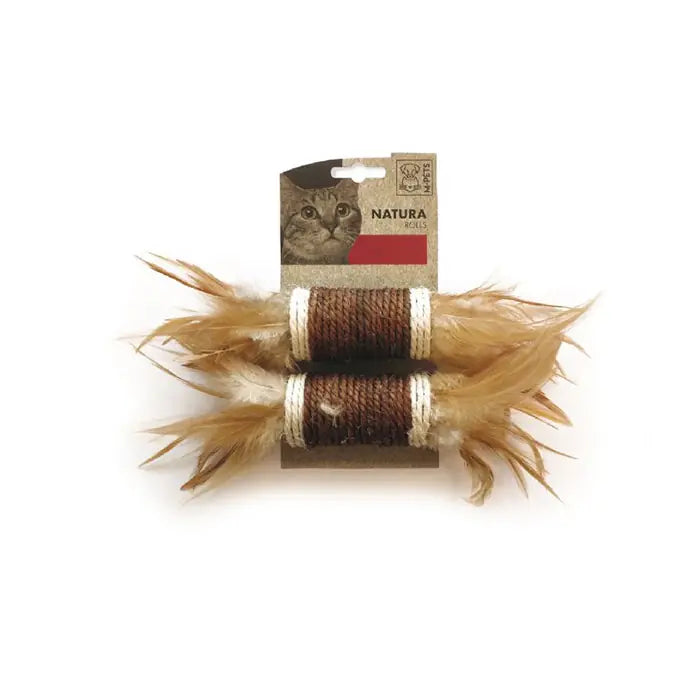 M-Pets Natura Rolls Feathered Mix Color Cat Toy 1 pc
