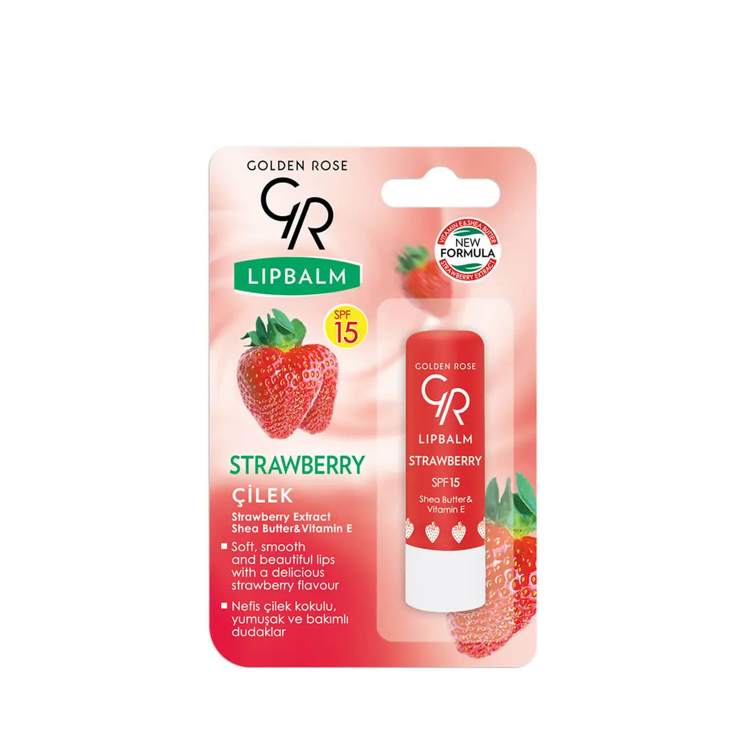 Golden Rose Strawberry Lip Balm SPF 15 for Hydrated Lips