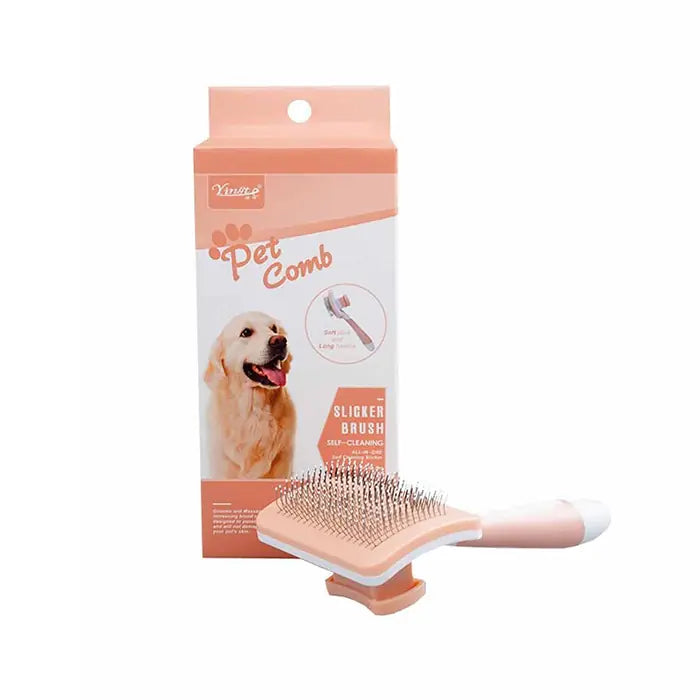 Orijin Retractable Wire Bristle Pet Brush Salmon Pink Small