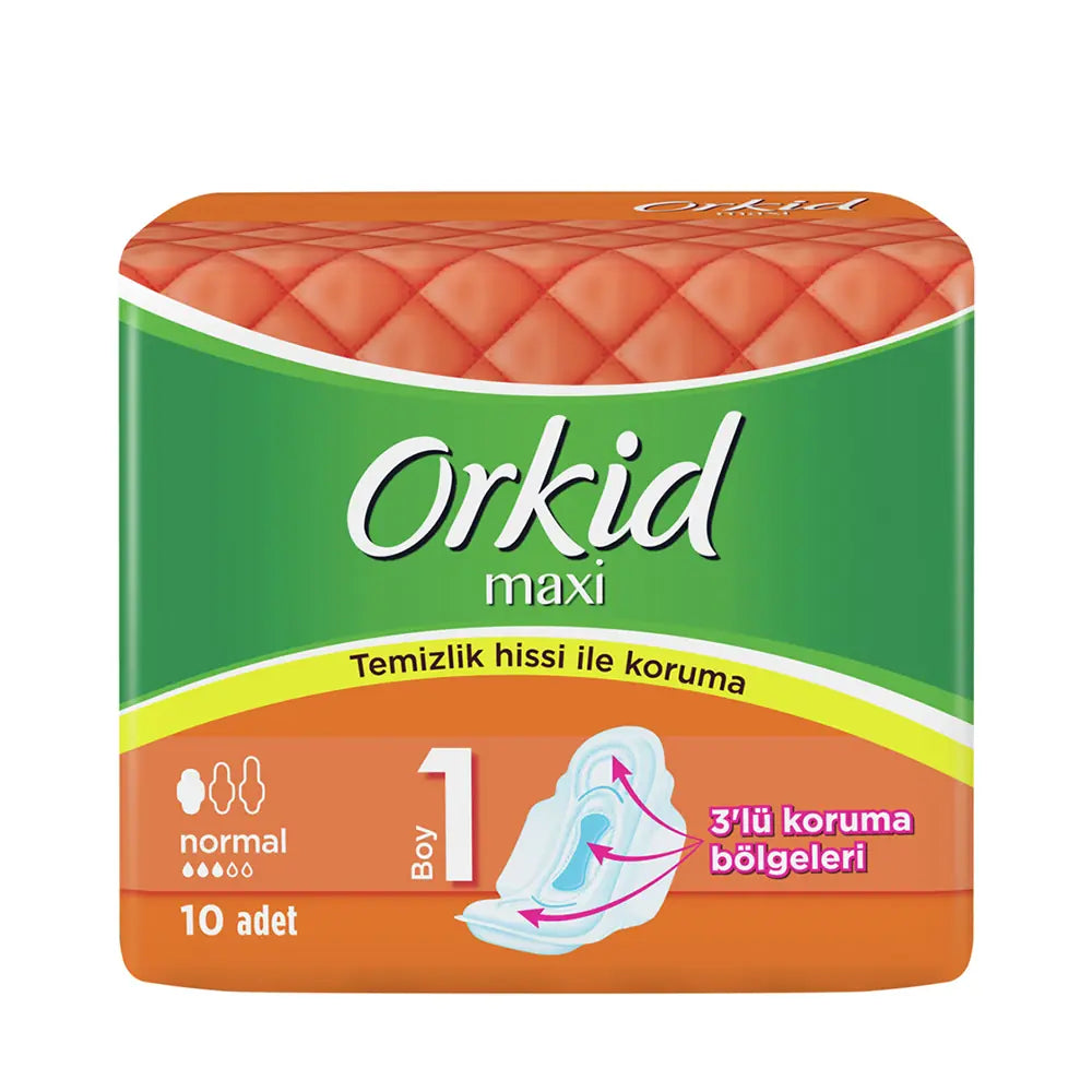 Orkid Maxi Normal Sanitary Pads with Wings 10 Count