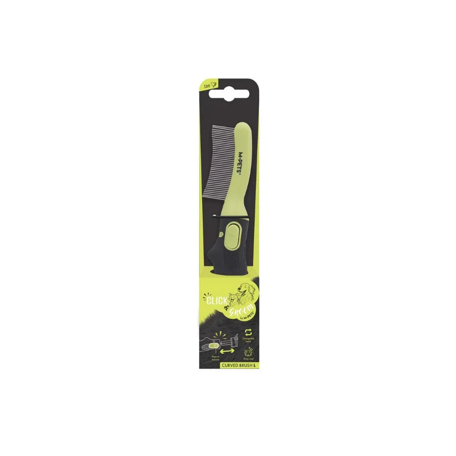 M-Pets Click & Groom Curved Brush for Cats and Dogs