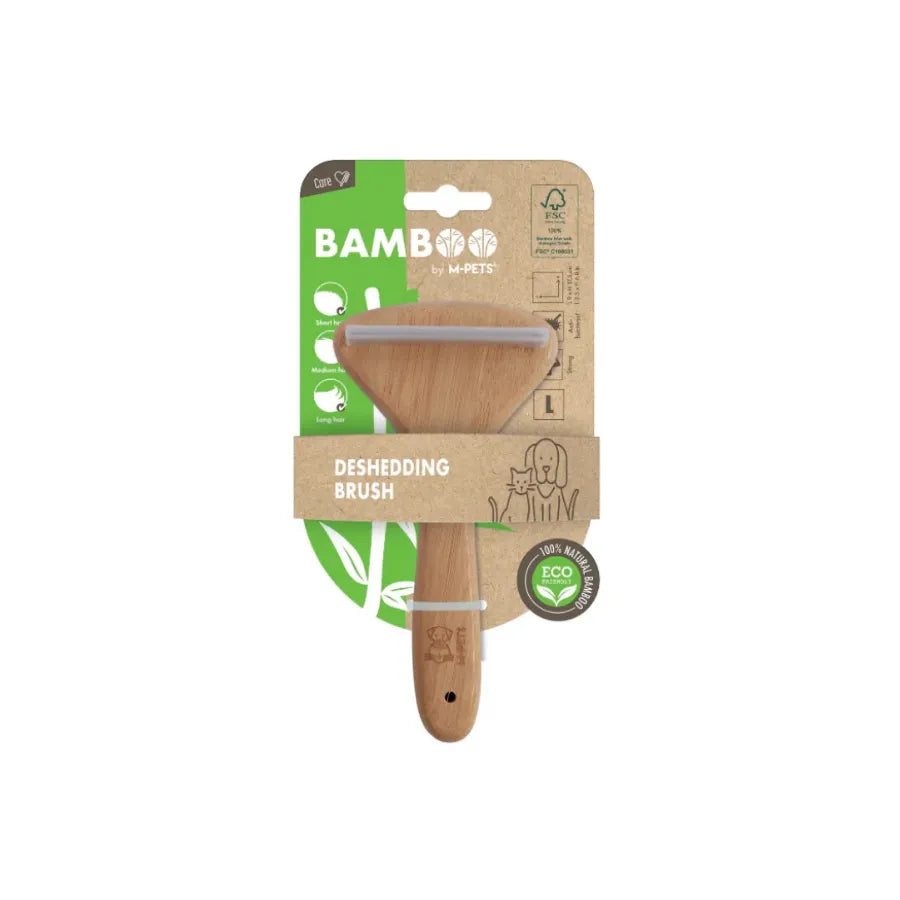 M-Pets Bamboo Shedding Reduction Brush for Cats & Dogs L