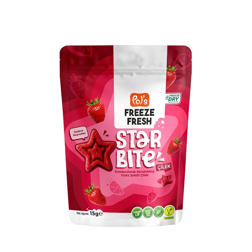 Pol's Freeze Fresh Star Bite Strawberry Crunchy Snack 15g