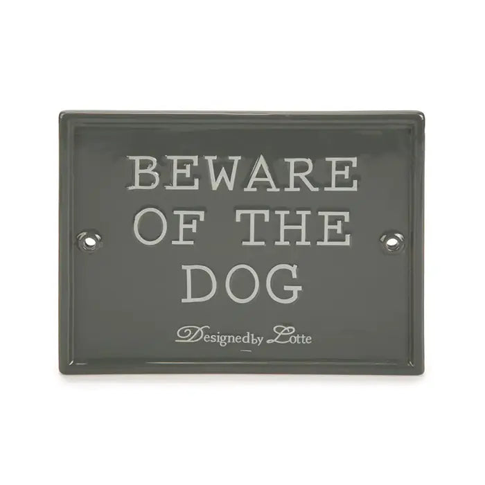 Beeztees Ceramic Beware of Dog Warning Sign Grey 20x16cm