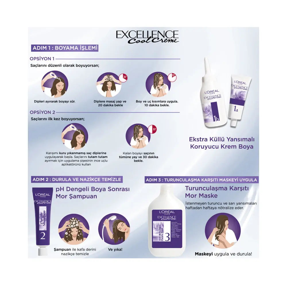 L'Oreal Excellence Cool Creme 3-11 Extra Ash Dark Brown Hair Dye