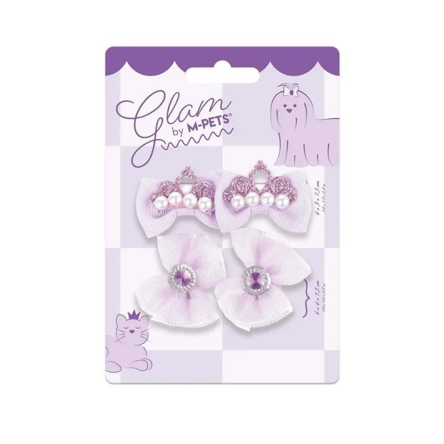 M-Pets Glam Purple Bow Accessory for Cats and Dogs