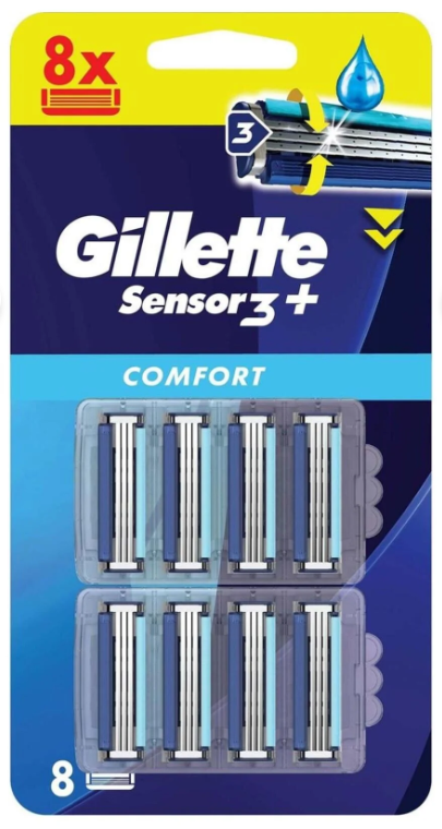 Gillette Sensor3 8-Pack Razor Blades - Comfortable Shave - Hygiene Products