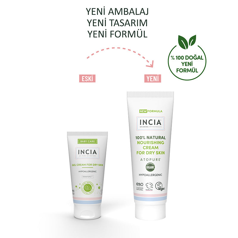 Incia 100% Natural Gel Cream for Dry Skin 60 ml